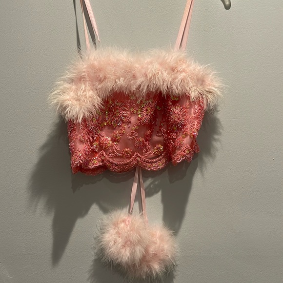 Dyspnea custom one off rare sequin and beaded crop top with puff puffs corset - Picture 1 of 11